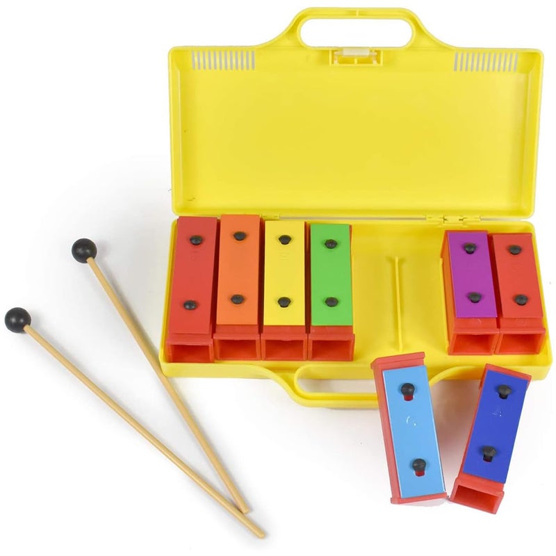 ENNBOM 8 Notes Chromatic Xylophone Glockenspiel Resonator Bells with Yellow Case - Image 1